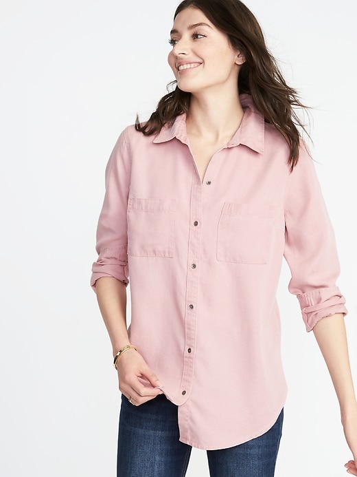 View large product image 1 of 1. Relaxed Tencel&#174 Utility Shirt for Women