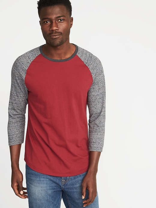 View large product image 1 of 1. Soft-Washed Color-Block Raglan Tee