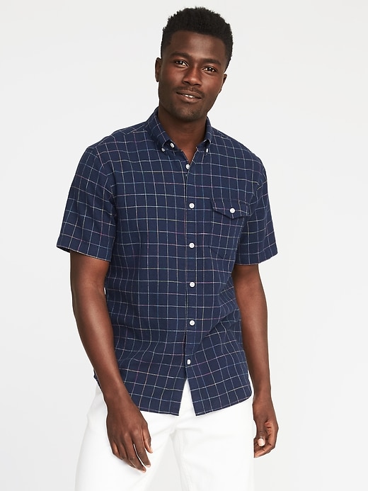 Image number 1 showing, Slim-Fit Linen-Blend Pocket Shirt