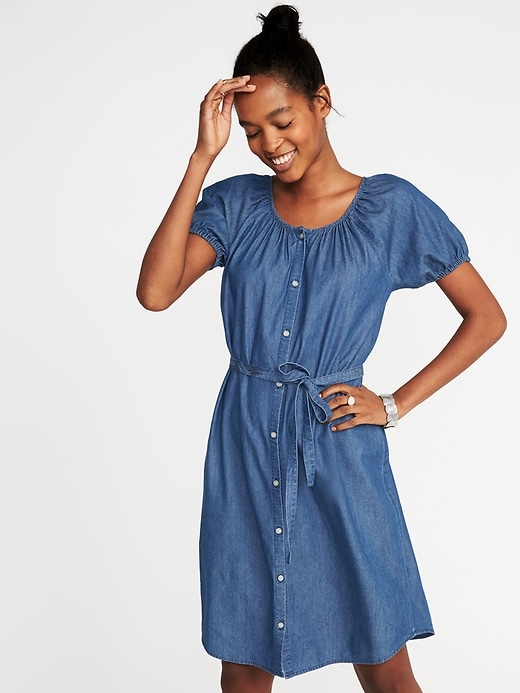 Image number 4 showing, Tie-Waist Shirt Dress for Women