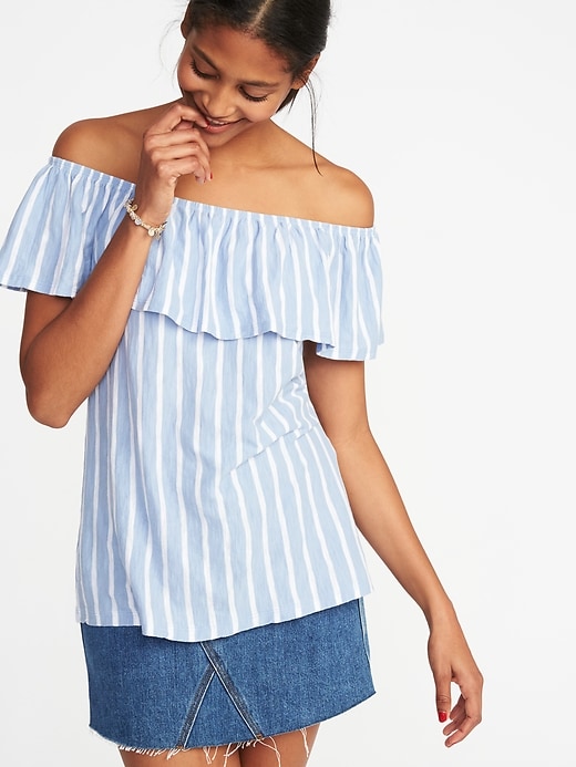 Image number 1 showing, Ruffled Off-the-Shoulder Swing Top for Women