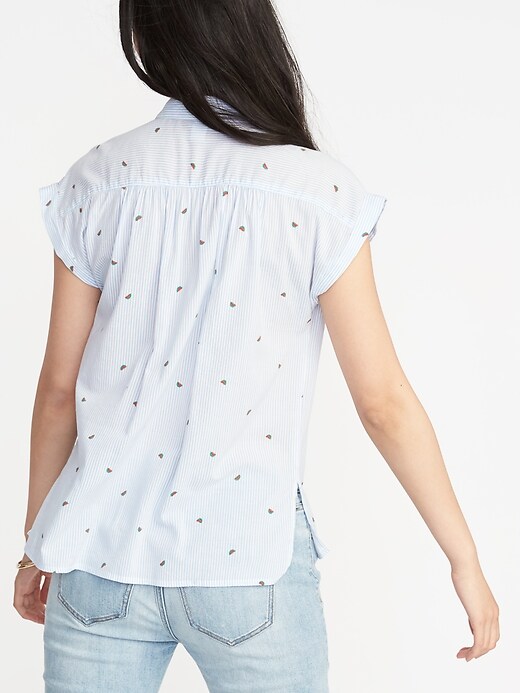 Image number 2 showing, Relaxed Printed Button-Front Blouse for Women