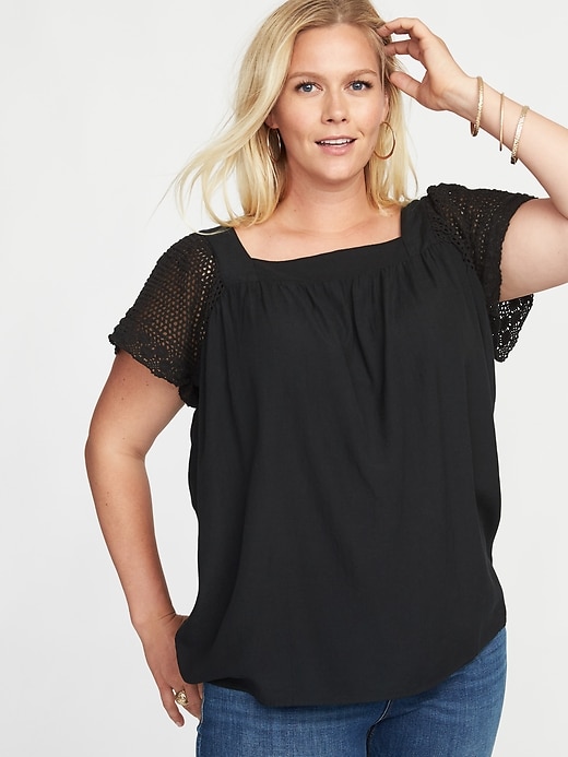 Plus Size Crochet Sleeve Top Old Navy