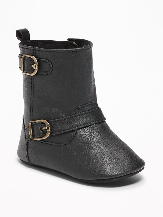 View large product image 1 of 4. Faux-Leather Buckled Boots for Baby