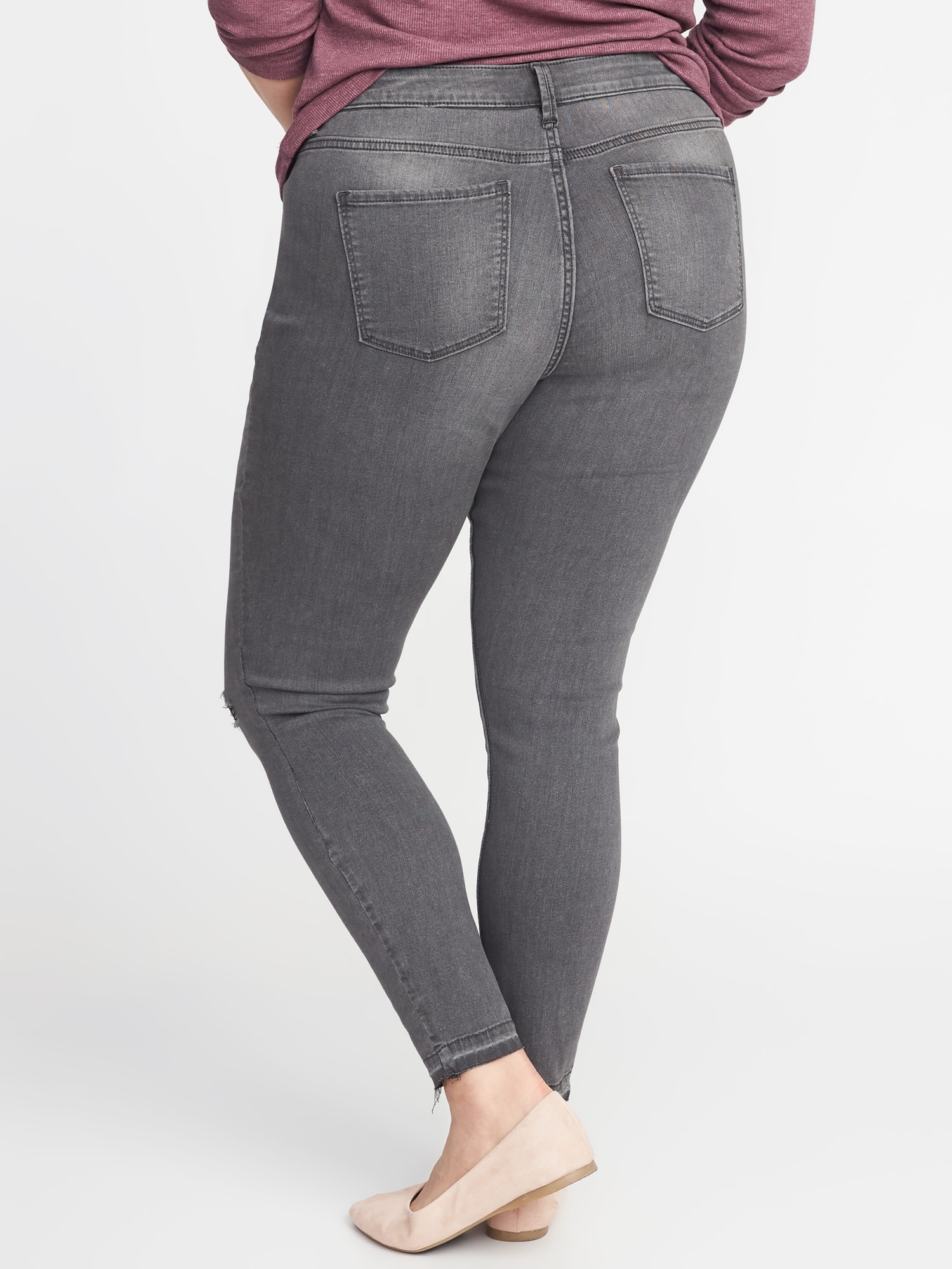 High Waisted Secret Slim Pockets Plus Size Released Hem Gray Rockstar