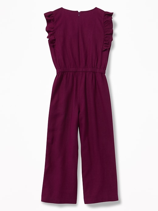 View large product image 2 of 3. Linen-Blend Flutter-Sleeve Jumpsuit for Girls