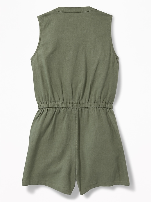 View large product image 2 of 3. Utility Linen-Blend Romper for Girls