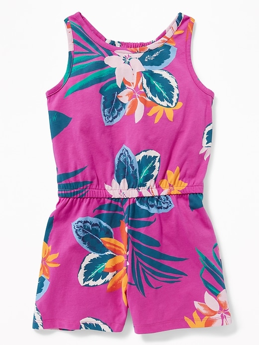 View large product image 1 of 1. Printed Jersey Racerback Romper for Girls