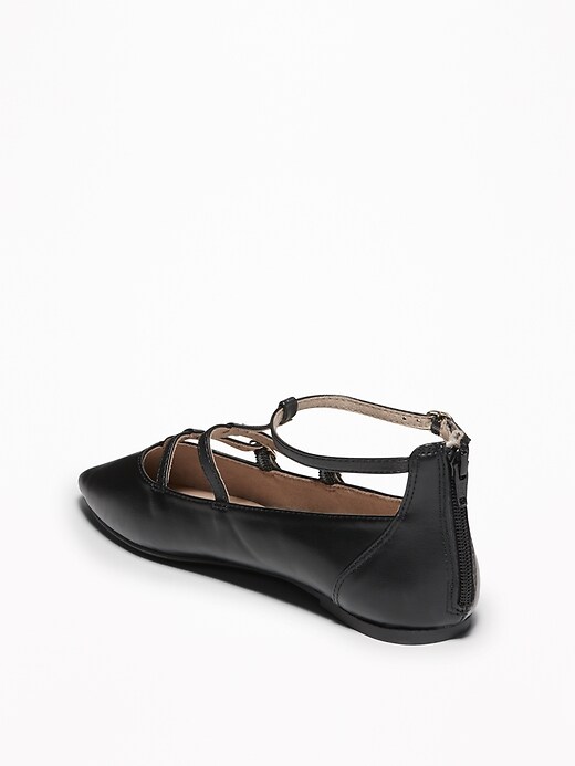 Image number 4 showing, T-Strap Pointed-Toe Ballet Flats for Women