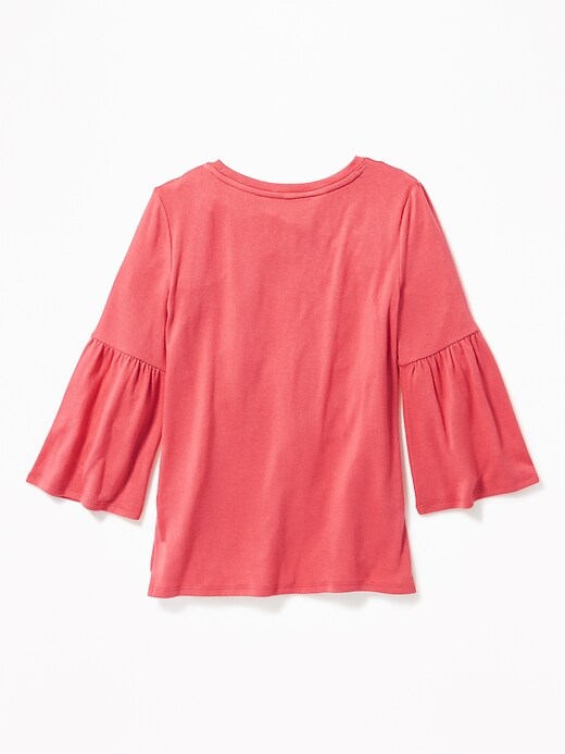 View large product image 2 of 3. Plush-Knit Bell-Sleeve Top for Girls