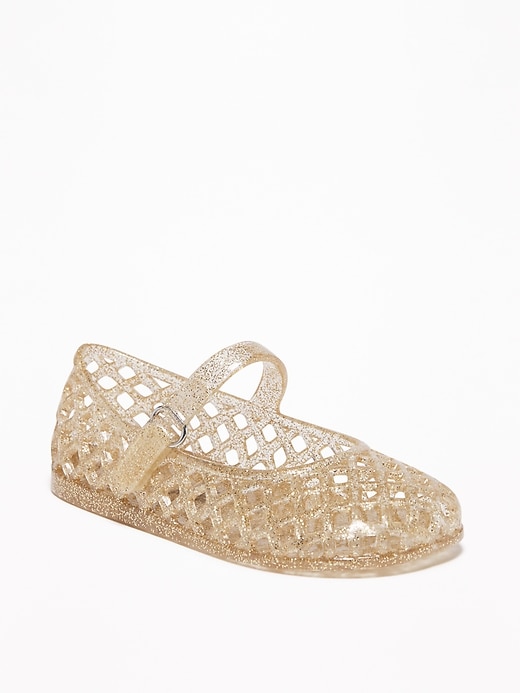 View large product image 1 of 1. Basket-Weave Jelly Ballet Flats For Toddler Girls