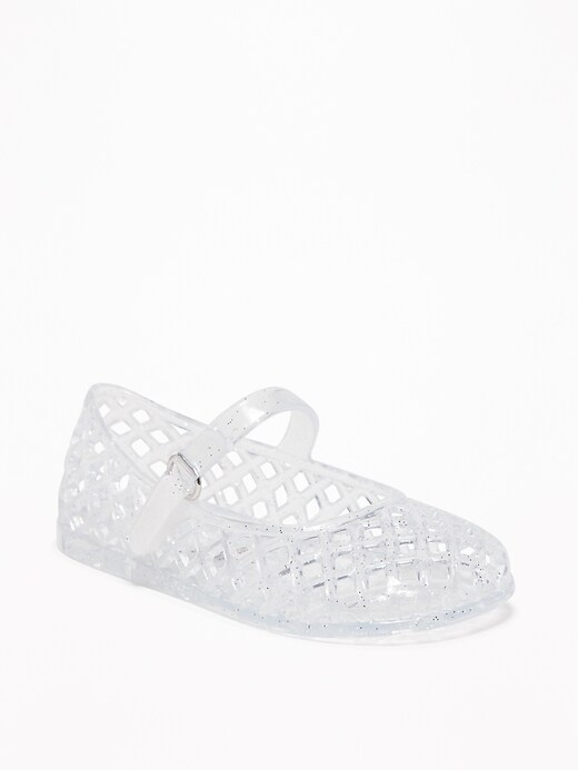 View large product image 1 of 1. Basket-Weave Jelly Ballet Flats For Toddler Girls