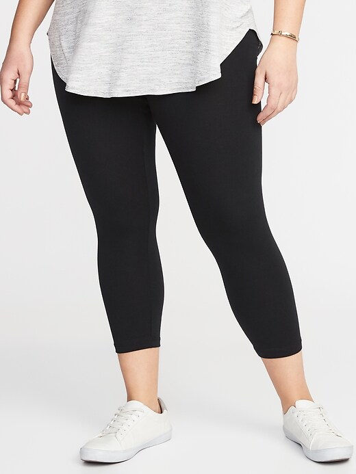 View large product image 1 of 2. Cropped Jersey Plus-Size Leggings
