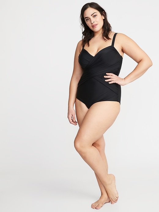 Image number 3 showing, Wrap-Front Secret-Smooth Underwire Plus-Size One-Piece Swimsuit