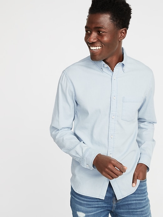 Image number 1 showing, Slim-Fit Built-In Flex Chambray Everyday Shirt