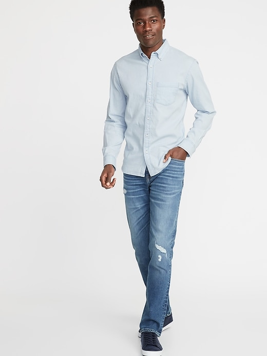 Image number 3 showing, Slim-Fit Built-In Flex Chambray Everyday Shirt