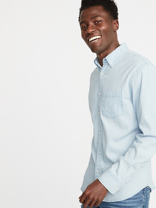Image number 4 showing, Slim-Fit Built-In Flex Chambray Everyday Shirt
