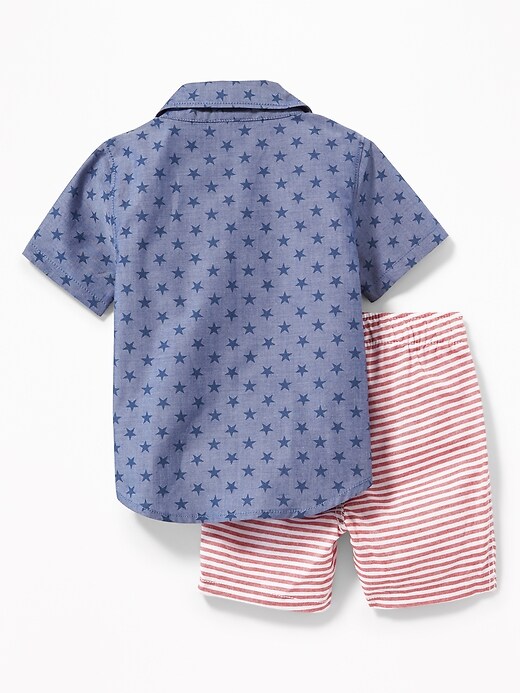 View large product image 2 of 2. Star-Print Shirt & Striped Shorts Set for Baby
