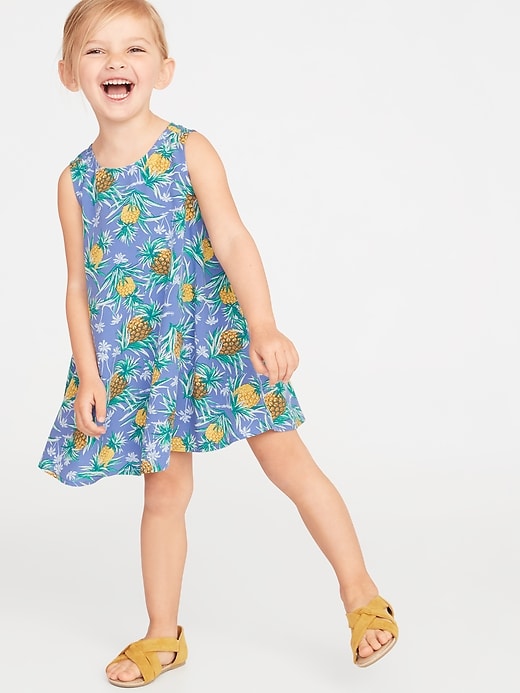 View large product image 1 of 1. Printed Sleeveless Swing Dress for Toddler Girls