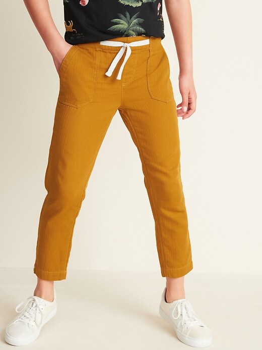 View large product image 1 of 3. Soft Herringbone-Twill Straight-Leg Pants for Girls