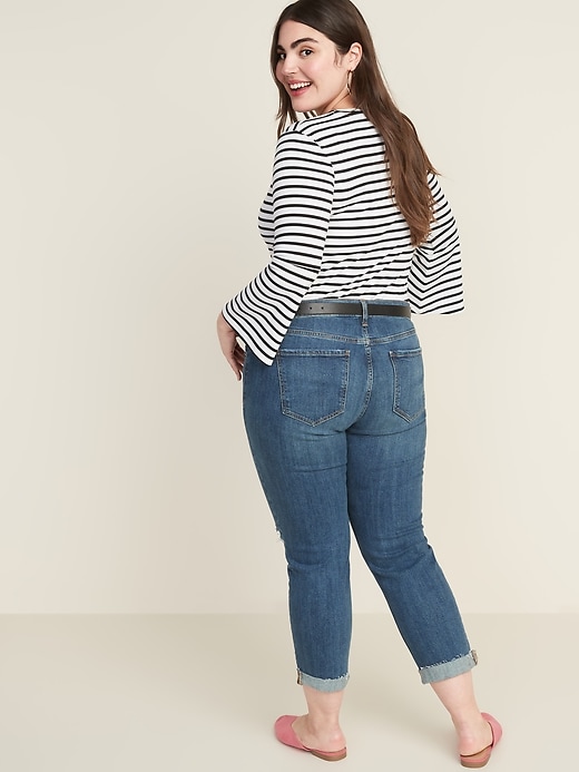Image number 7 showing, Mid-Rise Boyfriend Straight Distressed Jeans for Women