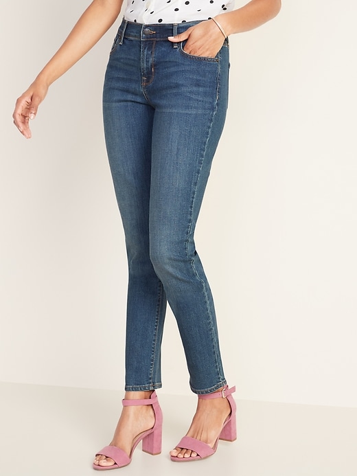 Image number 1 showing, Mid-Rise Curvy Straight Jeans for Women