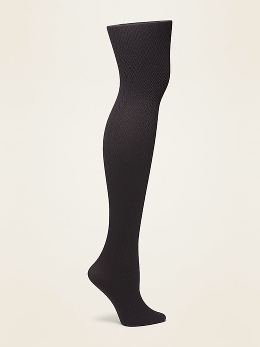 View large product image 1 of 1. Textured Zig-Zag Control-Top Tights For Women