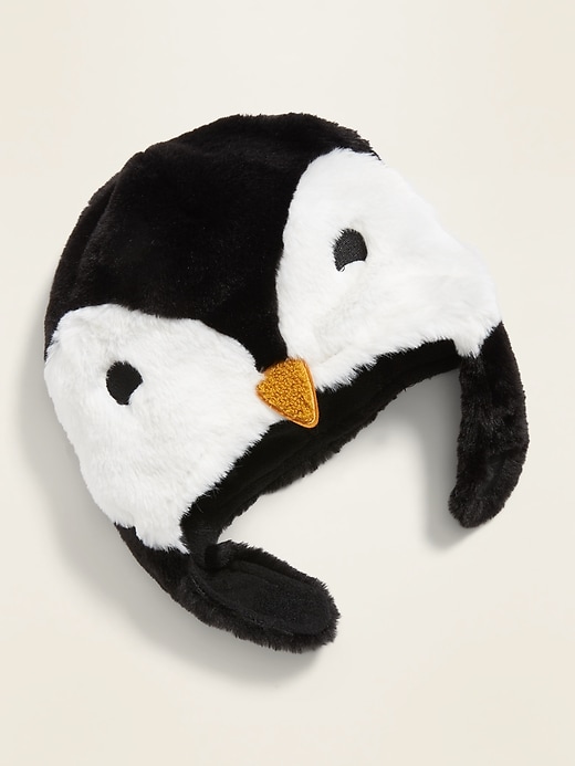 View large product image 1 of 1. Faux-Fur Penguin Trapper Hat for Toddler