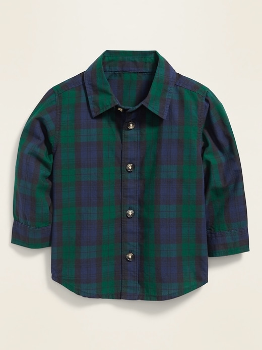 View large product image 1 of 2. Plaid Poplin Long-Sleeve Shirt for Baby