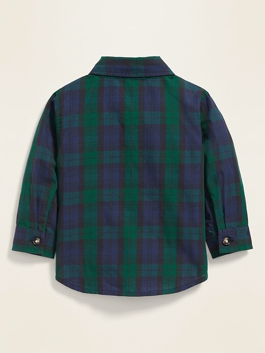 View large product image 2 of 2. Plaid Poplin Long-Sleeve Shirt for Baby