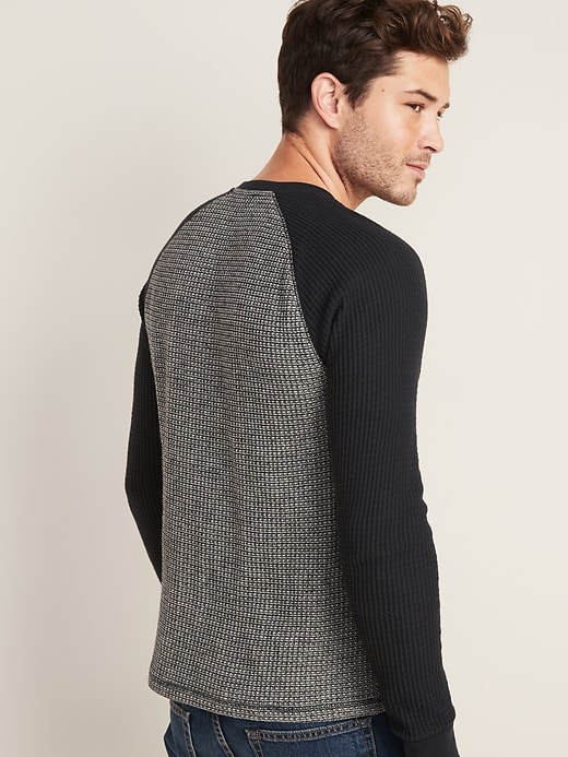Image number 2 showing, Chunky Thermal-Knit Built-In Flex Raglan-Sleeve Henley