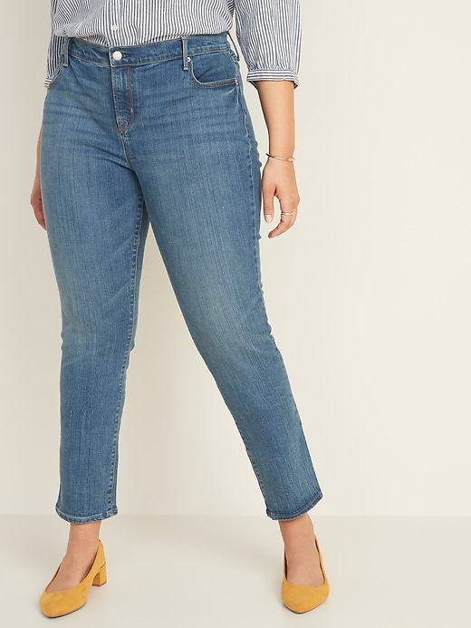 Image number 6 showing, Mid-Rise Curvy Straight Jeans for Women