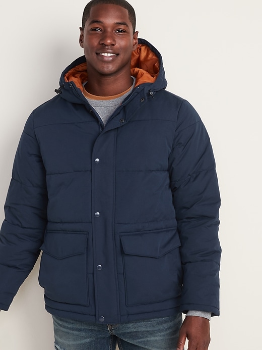 View large product image 1 of 1. Water-Resistant Hooded Puffer Jacket