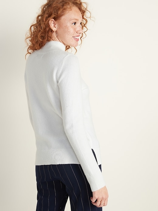 Image number 2 showing, Mock-Neck Pointelle Sweater for Women