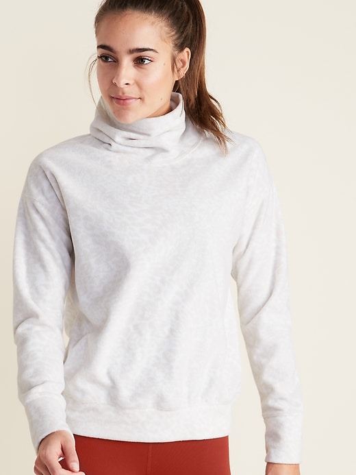 View large product image 1 of 1. Go-Warm Micro Performance Fleece Funnel-Neck Pullover for Women
