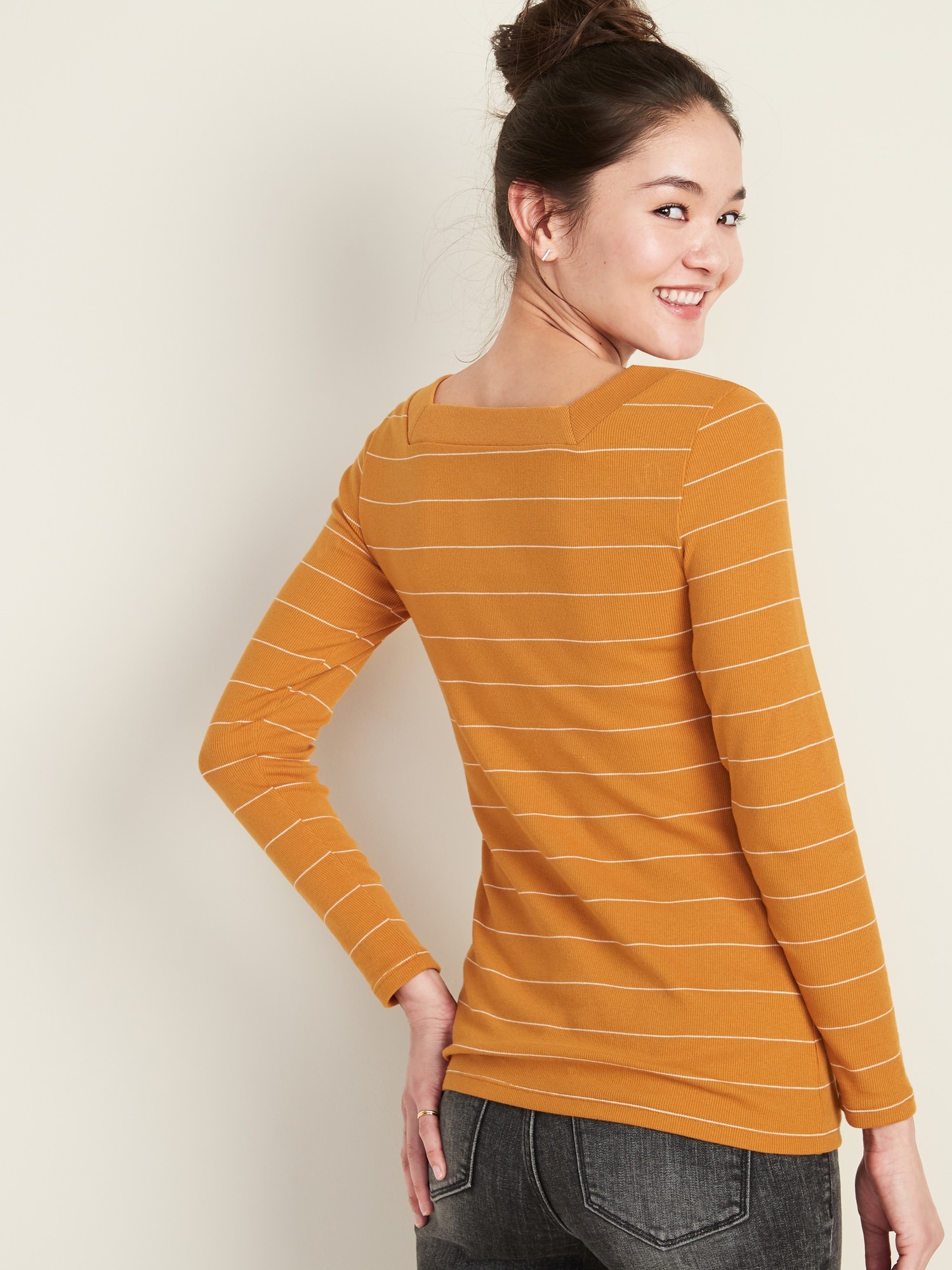 Slim Fit Square Neck Rib Knit Top For Women Old Navy