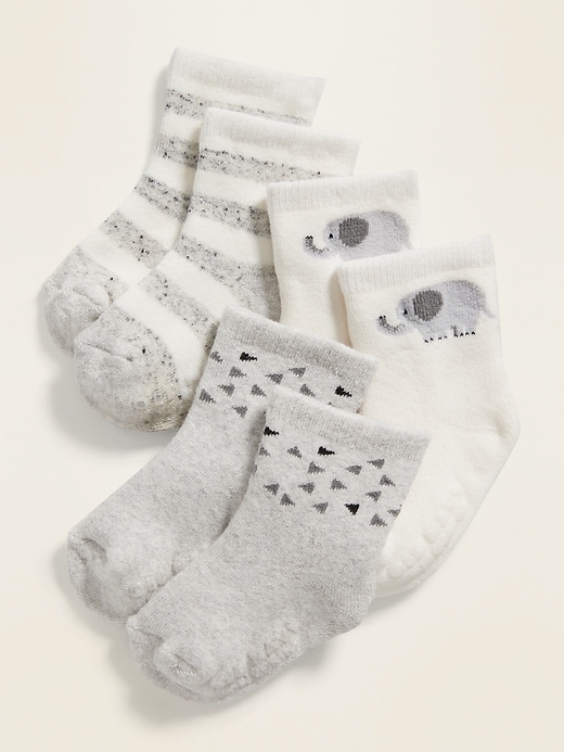 View large product image 1 of 1. Unisex Plush Crew Socks 3-Pack for Baby