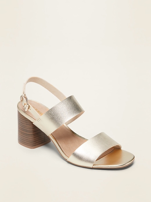 View large product image 1 of 1. Faux-Leather Slingback Block-Heel Sandals