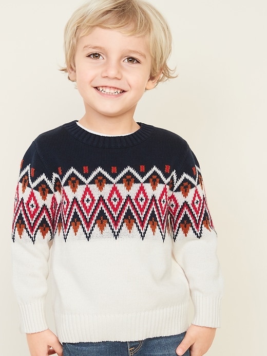 View large product image 1 of 3. Fair Isle Crew-Neck Sweater for Toddler Boys