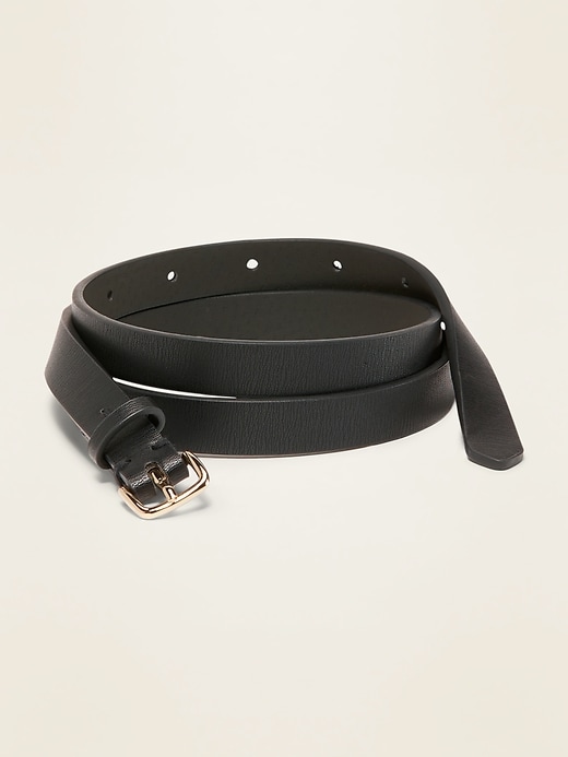 View large product image 1 of 1. Skinny Faux-Leather Belt For Women (0.50-Inch)