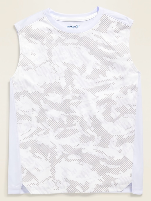 View large product image 1 of 1. Go-Dry Printed Split-Hem Tank Top for Boys