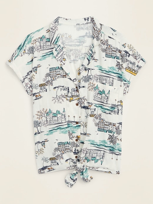 Image number 6 showing, Printed Tie-Hem Resort Shirt