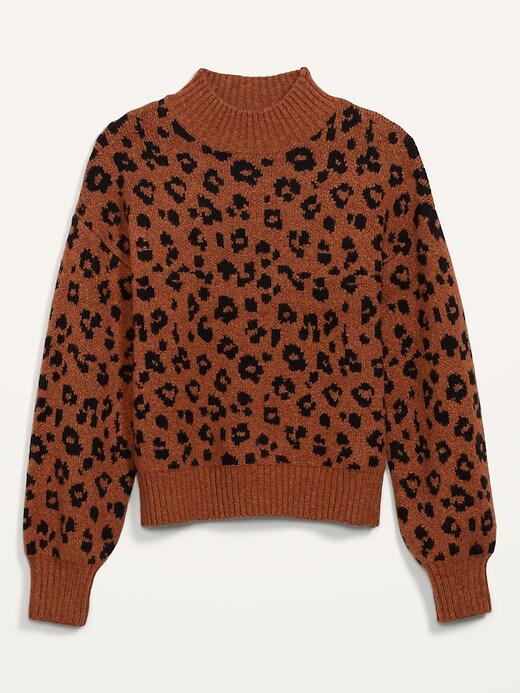 Image number 4 showing, Cozy Leopard-Print Mock-Neck Sweater for Women