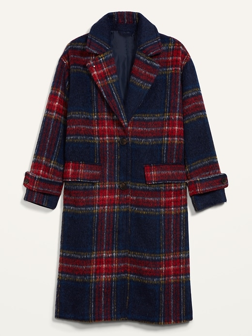 Image number 4 showing, Oversized Soft-Brushed Plaid Button-Front Coat for Women