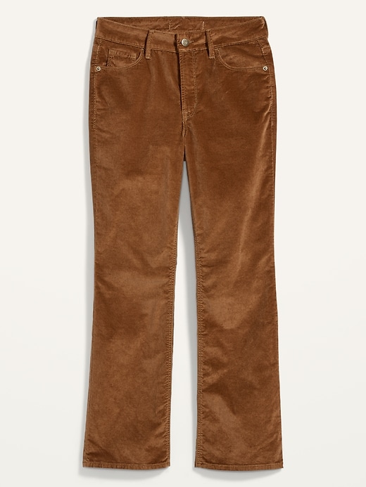 Image number 4 showing, High-Waisted Crop Flare Velvet Ankle Jeans for Women