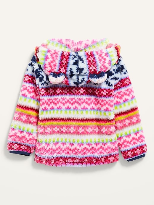 View large product image 2 of 2. Fair Isle Hooded Sherpa Critter Jacket for Toddler Girls