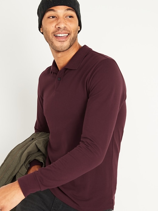 View large product image 1 of 2. Long-Sleeve Moisture-Wicking Pro Polo
