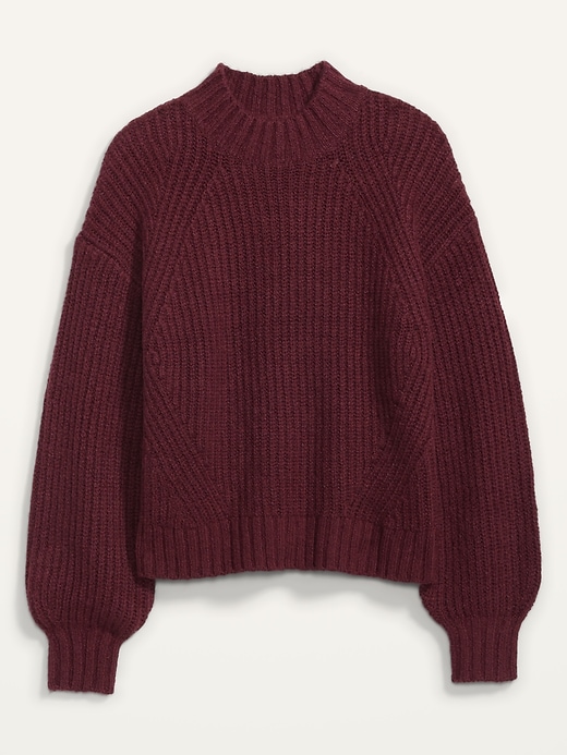 View large product image 2 of 2. Cozy Shaker-Stitch Mock-Neck Sweater for Women