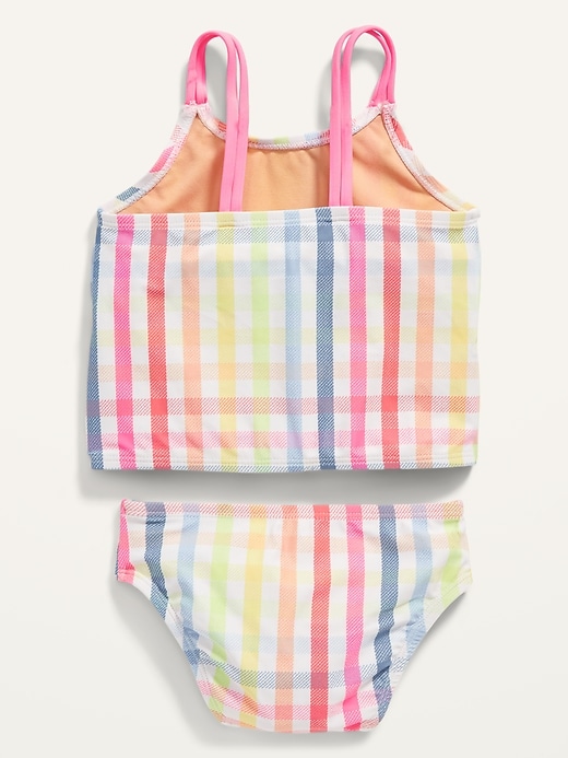 View large product image 2 of 2. Plaid Tie-Front Tankini Swim Set for Toddler Girls