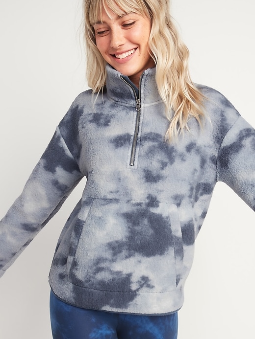 View large product image 1 of 2. Cozy Sherpa Half-Zip Sweatshirt for Women